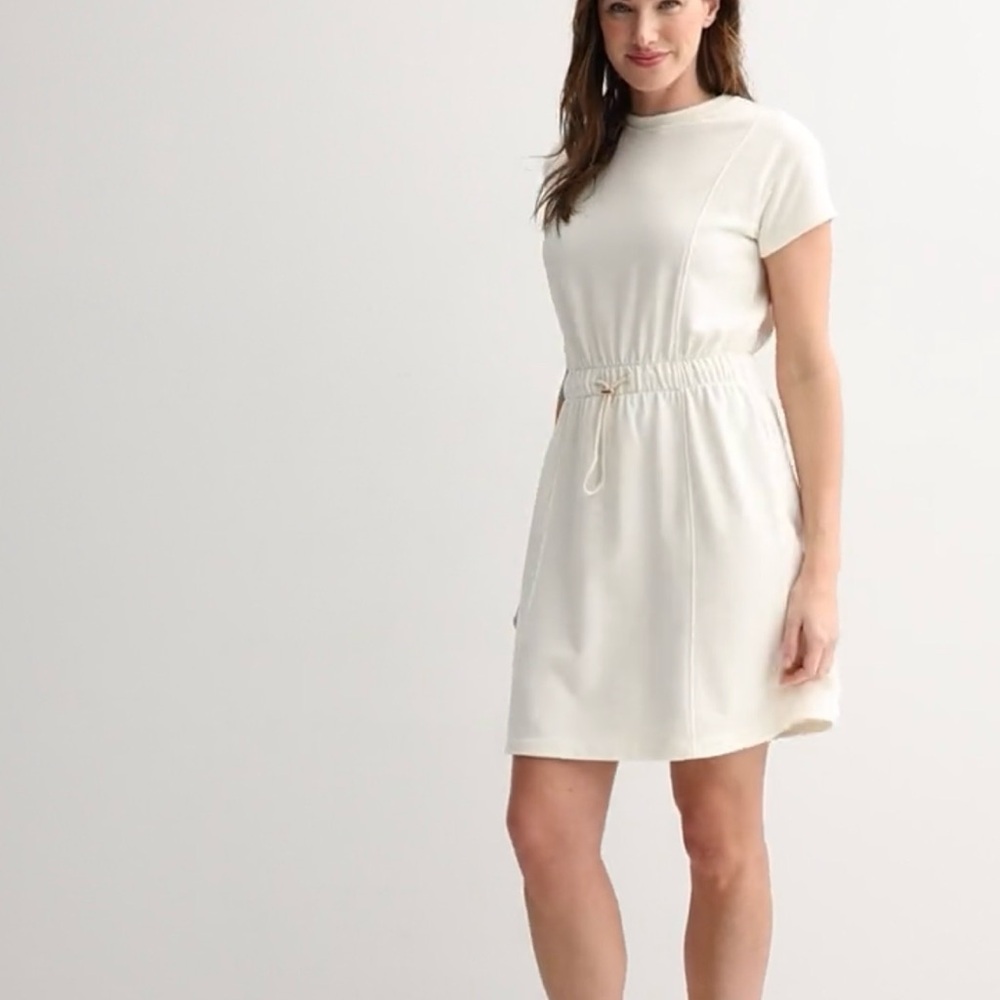 Sonoma NWT Ivory Cotton Tie Waist Mini Dress Small Summer Casual